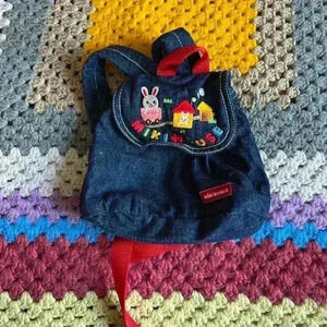 Miniature Mikihouse Denim Velcro  Back Pack